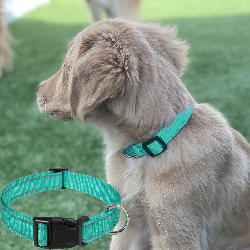 Dog Collar Reflective Strap With Safety Nylon Pet Collar Adjustable Pet Traction Rope Suitable For Small And Medium-Sized Pets