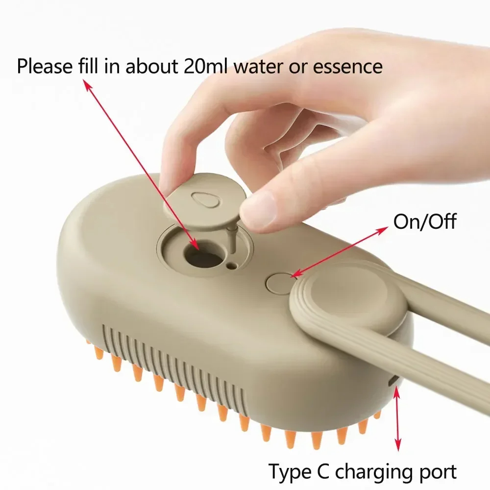 3 in 1 steam brush for dogs and cats, steaming spray, massage, beauty comb, hair removal, grooming supplies, pet accessories