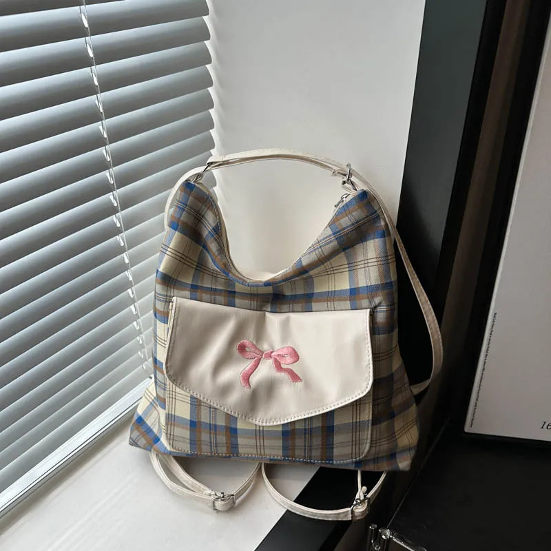 Korean fashion casual canvas bag student bag teenage messenger bag shoulder bag bow cross body bag 241008