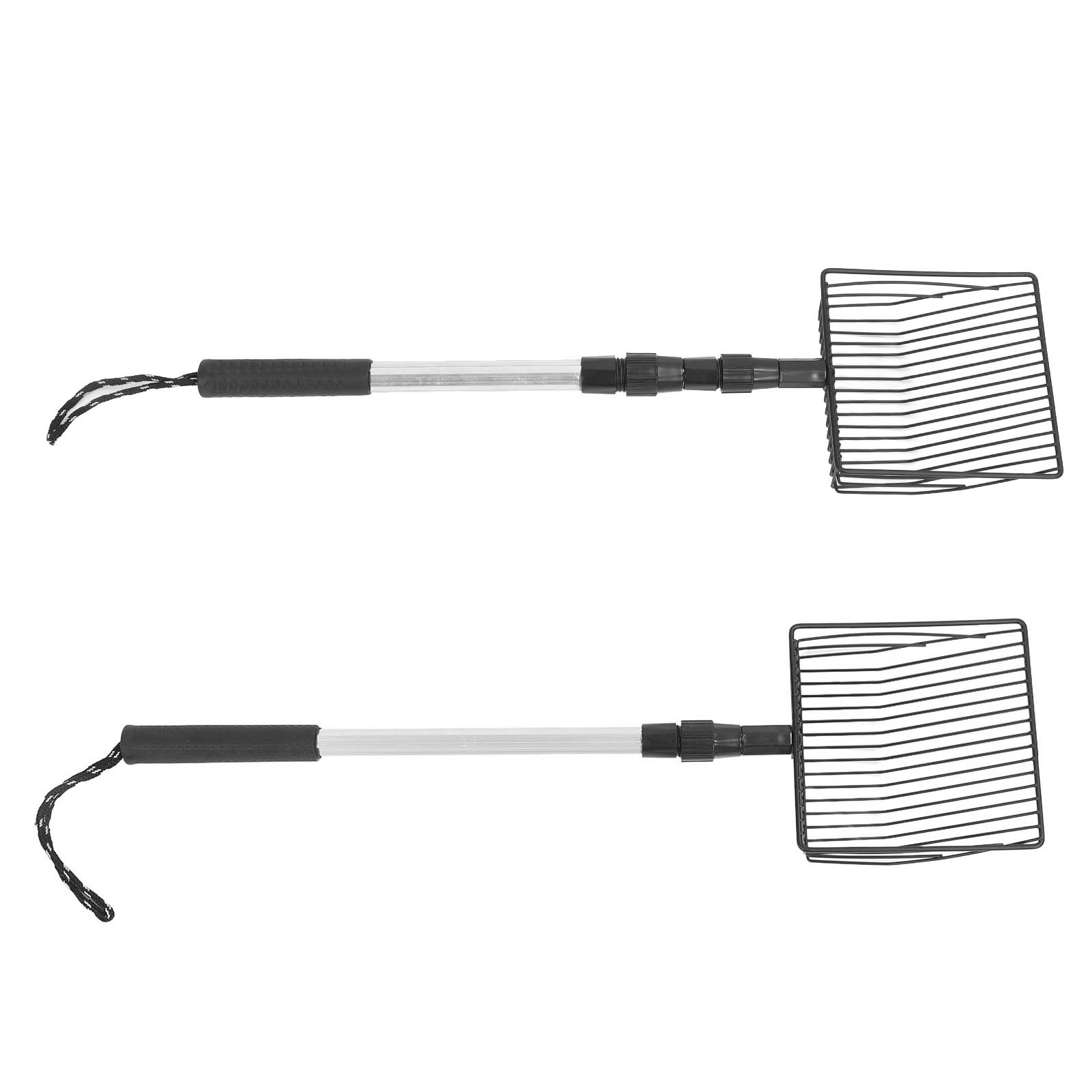 Extendable Cat Litter Scoop Lightweight Versatile Fine Screen Long Handle Metal Chicken Coop Poop Scooper Cat Poop Sifter
