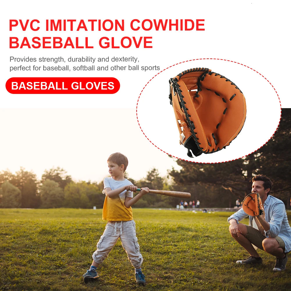 Baseball Glove Thicken Baseball Softball Catcher Wear-resistant Baseball Mitt Baseball Fielding Glove for Youth Adults Practice 241010