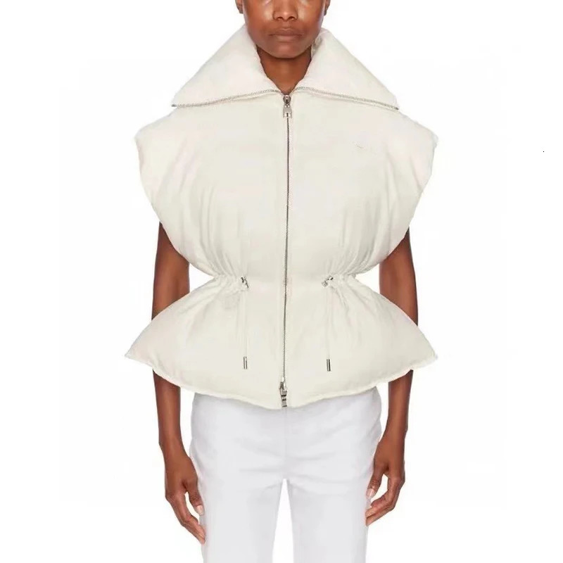 Womens heavy-duty Diamante handmade bread down vest brushed waist sleeveless jacket jacket warm high-quality autumn y2k 241009