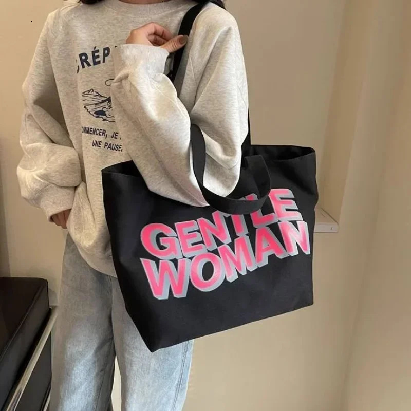 Japan Sail Fabric Womens Large Capacity Handbag Fully Matching Fashion Letter Canvas Business Shoulder Bag 241008