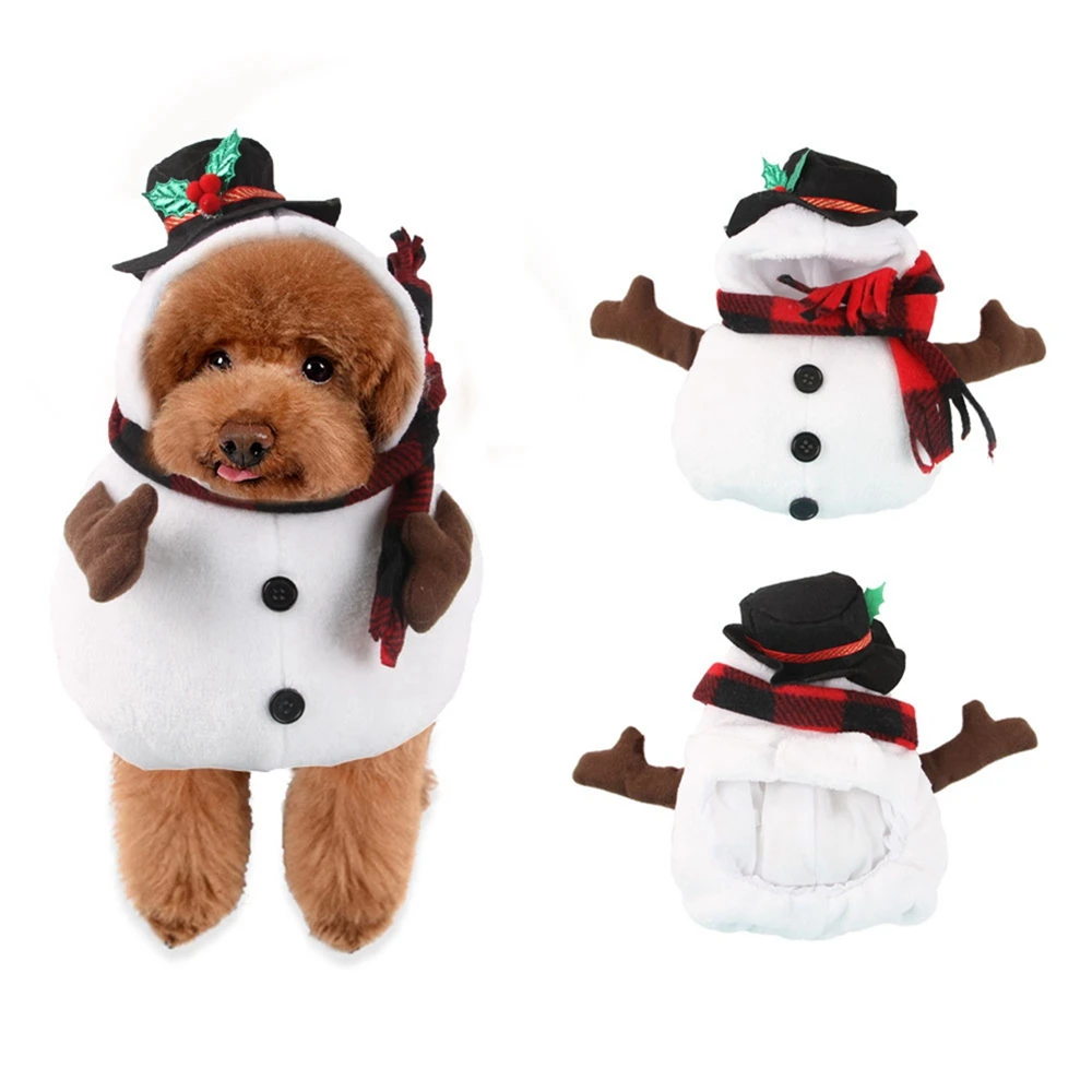 Pet Christmas Snowman Upright In Funny Clothes Dog Halloween Party Pet Cosplay Decorated Costume Warm Cat Jacket Hoodie Outfits