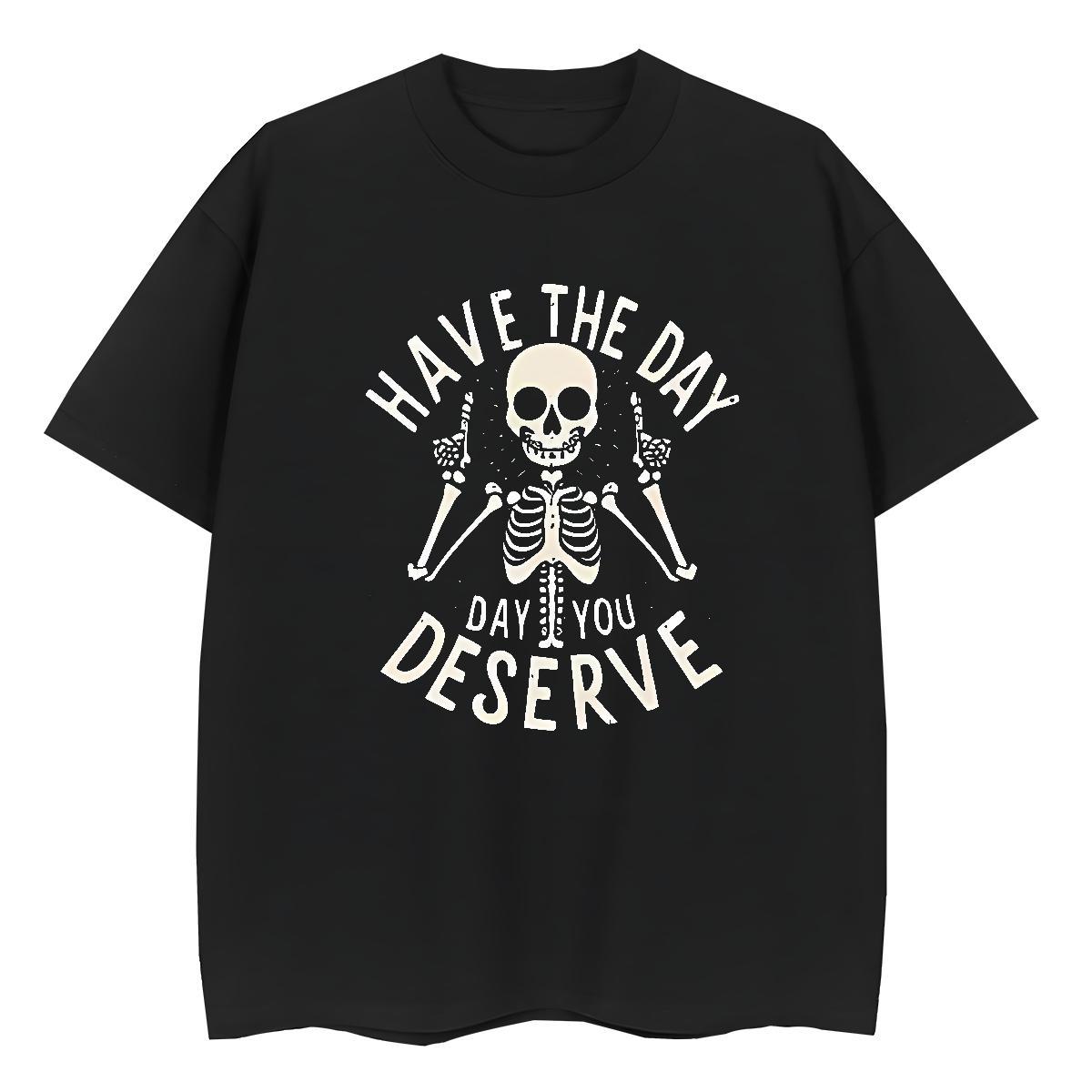 2024 Woman T Shirts 230g Pure Cotton O Neck Short Sleeves Street Casual skull Woman Tshirt Free Shipping Cartoon Floral Printing Wear