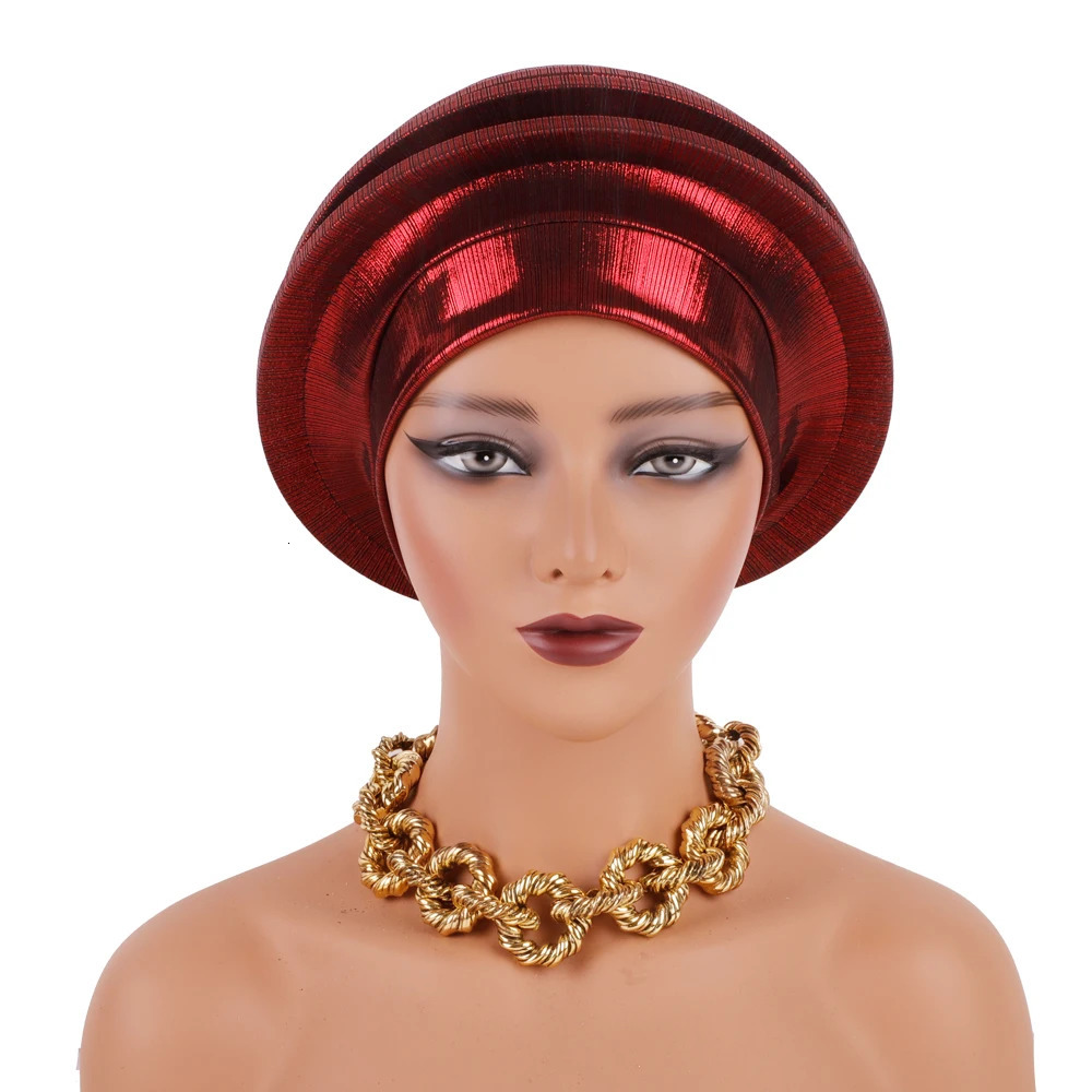 2024 Elegant Spiral Beret for Women Afrcian Lady Head Wraps Female Berets Turban Nigeria Headpiece Wedding Party Gele 241009
