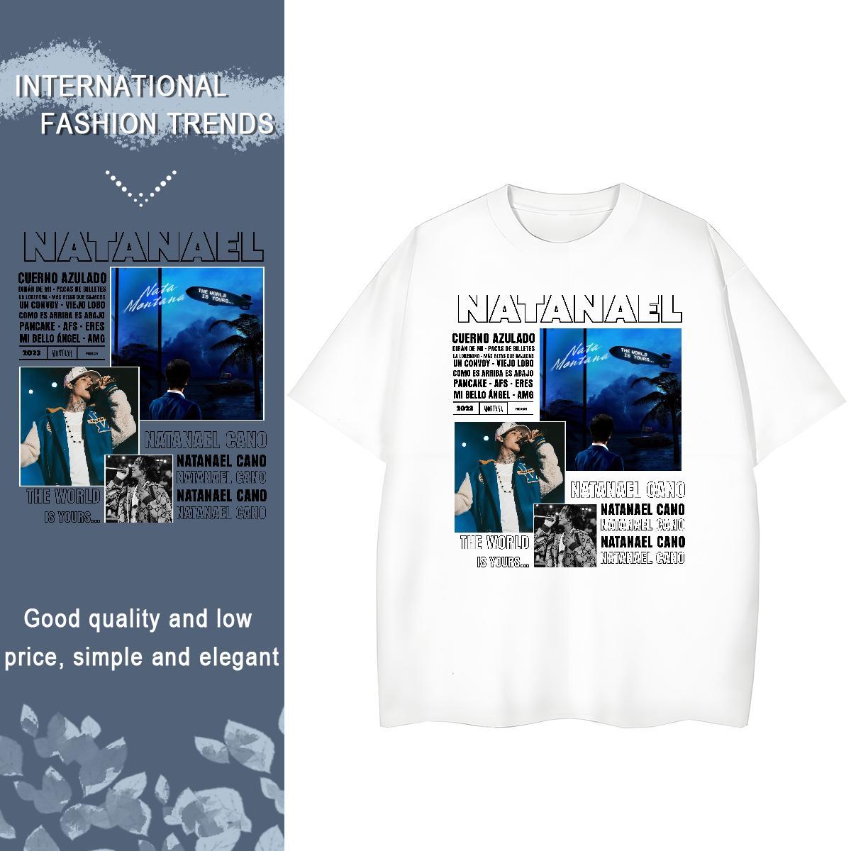 Classic Womens T Shirts 230g Cotton Breathable High Street Hip Hop NATANAEL Tshirt for Man Woman 5A Black White Tops Tees