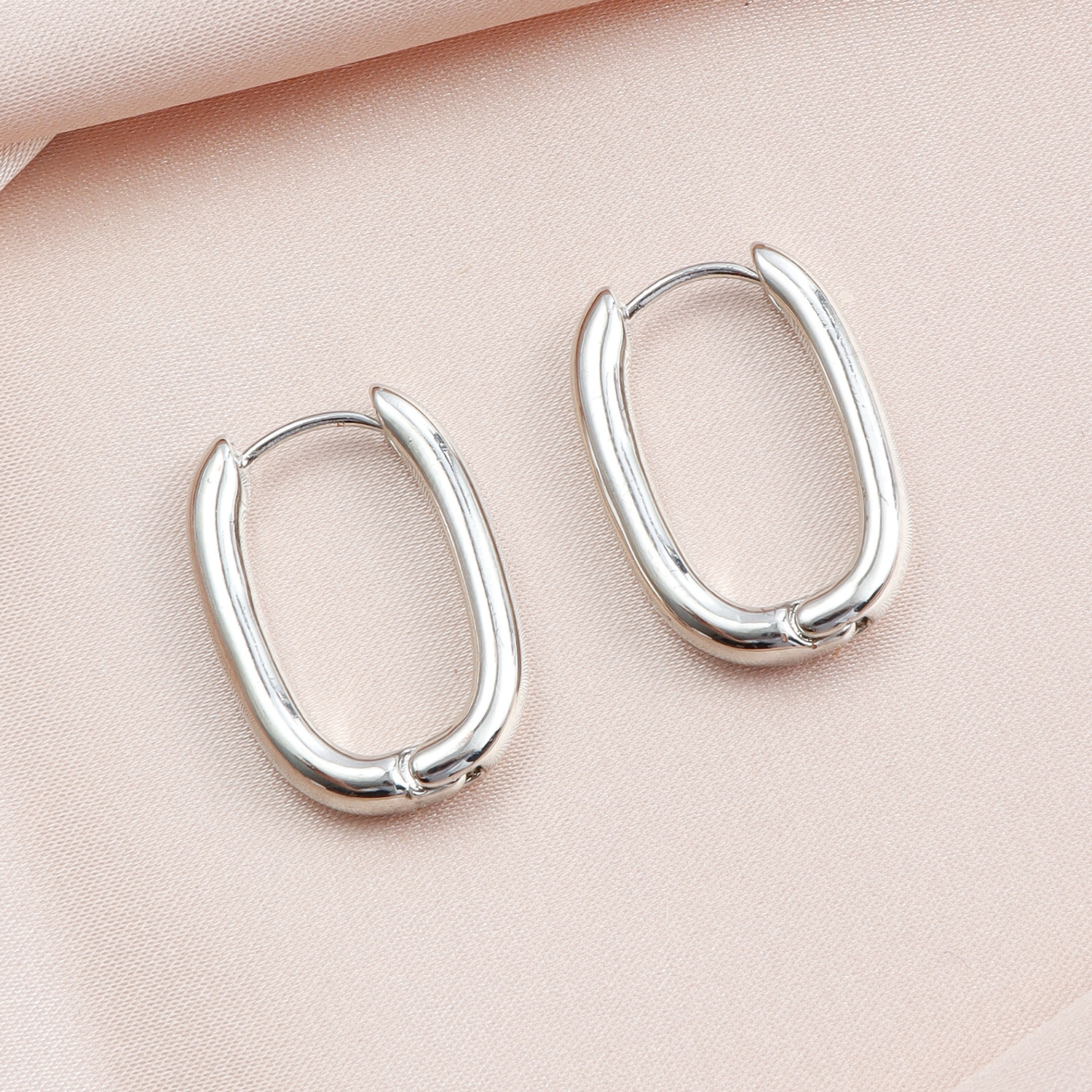 European Cross-Border Jewelry Unique Design U-Shaped Oval Earring for Vintage Chic Style Gold Plated Silver Color Stainless Steel Hoop Earrings Y2K 20