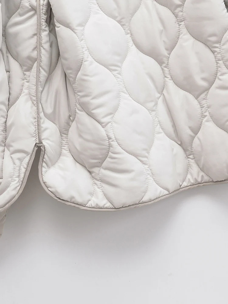 KAOPU ZA Women patch pocket cotton padded jacket coat vintage o neck long sleeve zipper-up female outerwear chic tops 241010