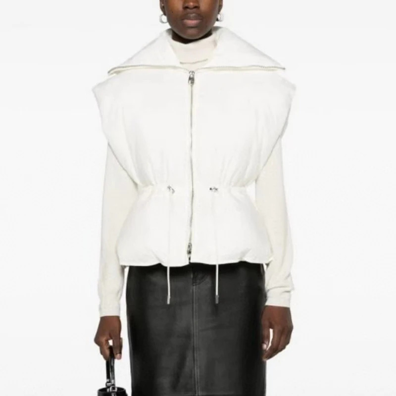 Womens heavy-duty Diamante handmade bread down vest brushed waist sleeveless jacket jacket warm high-quality autumn y2k 241009