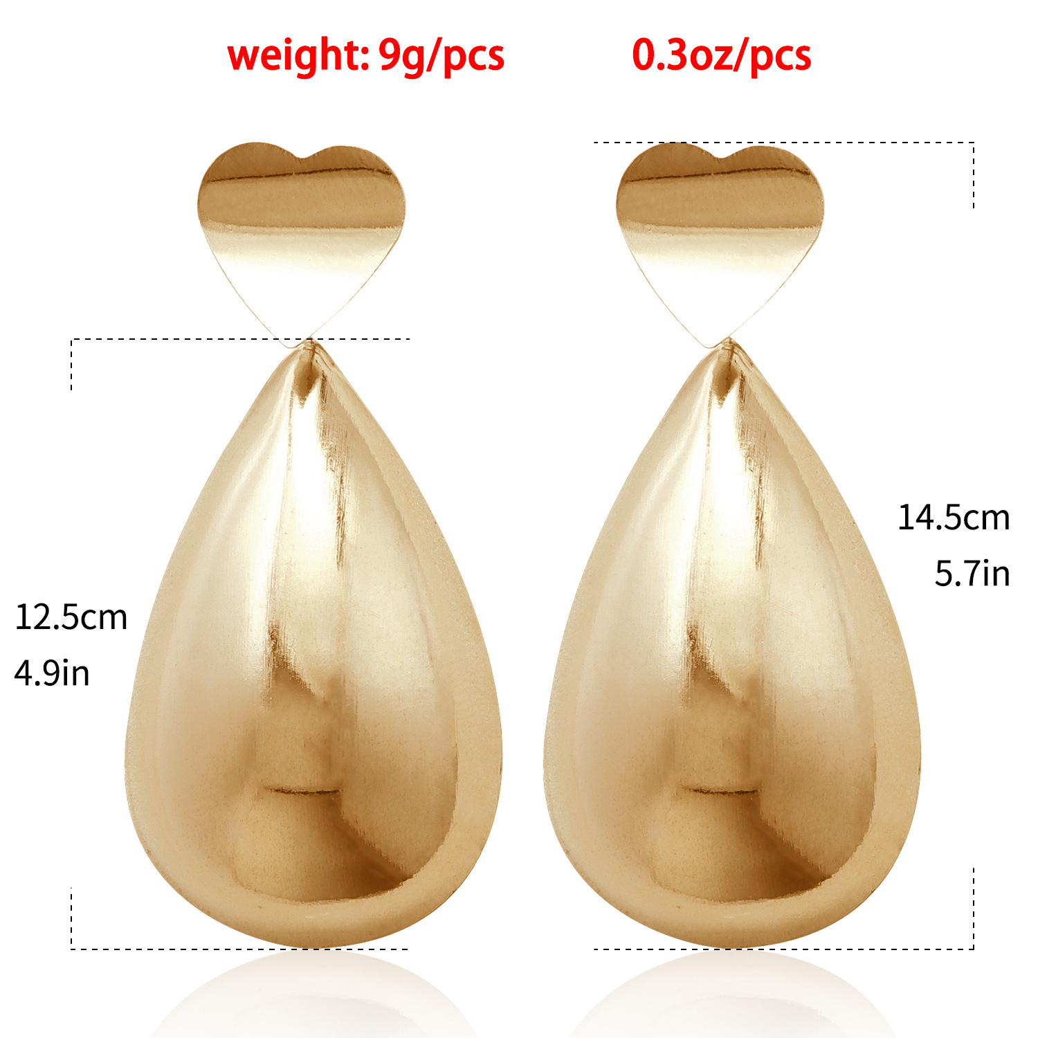 Minimalist Shiny Heart Drop Metal Earrings for Women - Geometric Style Fashion Accessory Gold Plated Zinc Alloy Dangle Earrings Jewelry 2025 New In Dr