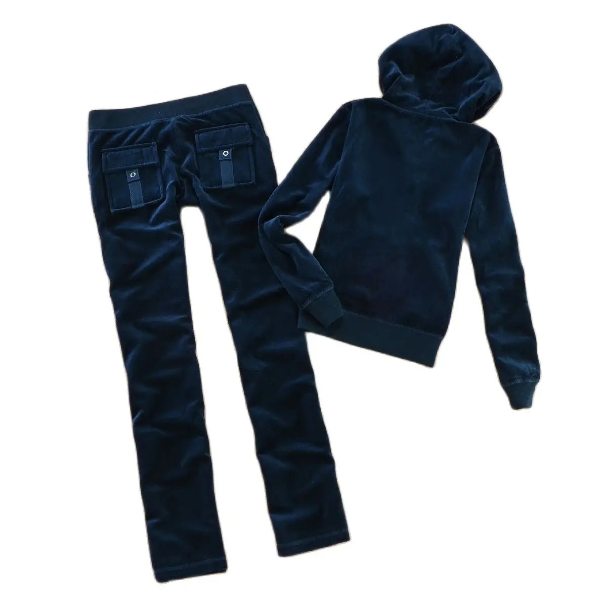 Velvet Track and Field Uniform Solid Color Hoodie Womens Set Velvet Sports Uniform 2pc Thick Solid Color Hoodie TopCasual Clothing 241011