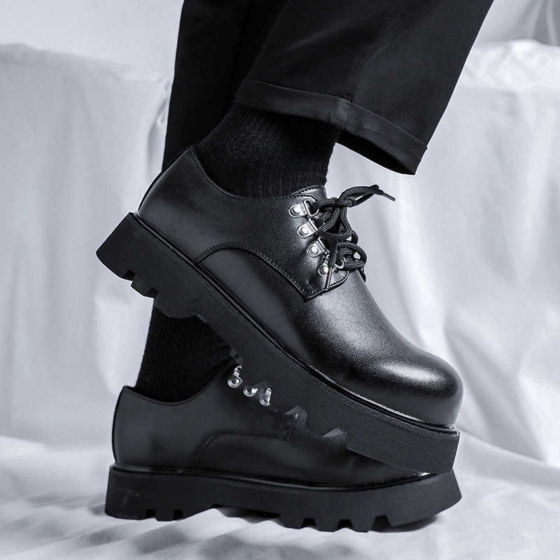 Martin Boot Mens Shoes New British Trendy Shoes Low Top Ankle Boots Spring and Autumn Hairstylist Big Head Leather Shoes Fashion Boots 240927