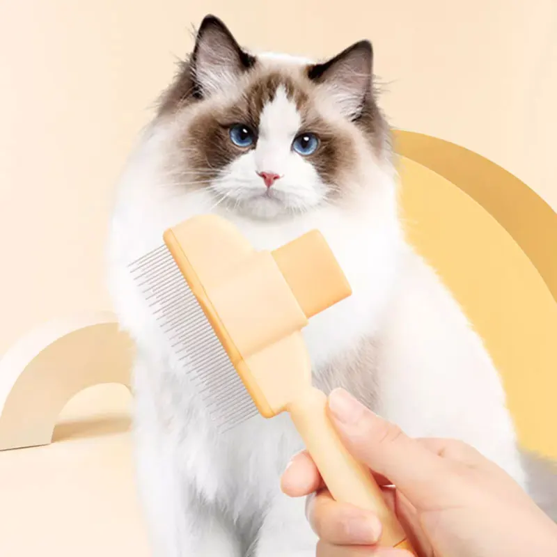 Pet Grooming Brush Cat and Dog Floating Detangling Brush Professional Cat Flea Cat Comb One Click Detangling Pet Comb