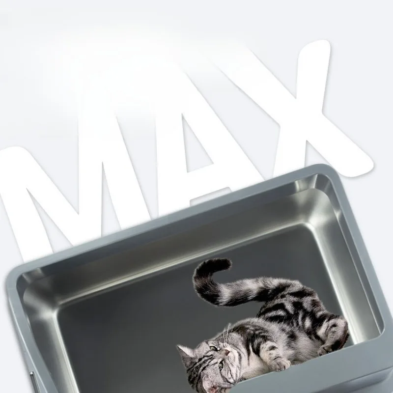 Stainless Steel Cat Litter Box Semi-enclosed Staircase ABS Cat Shovel Cat Litter Box Extra Large Splash-Proof Cat Litter Pan