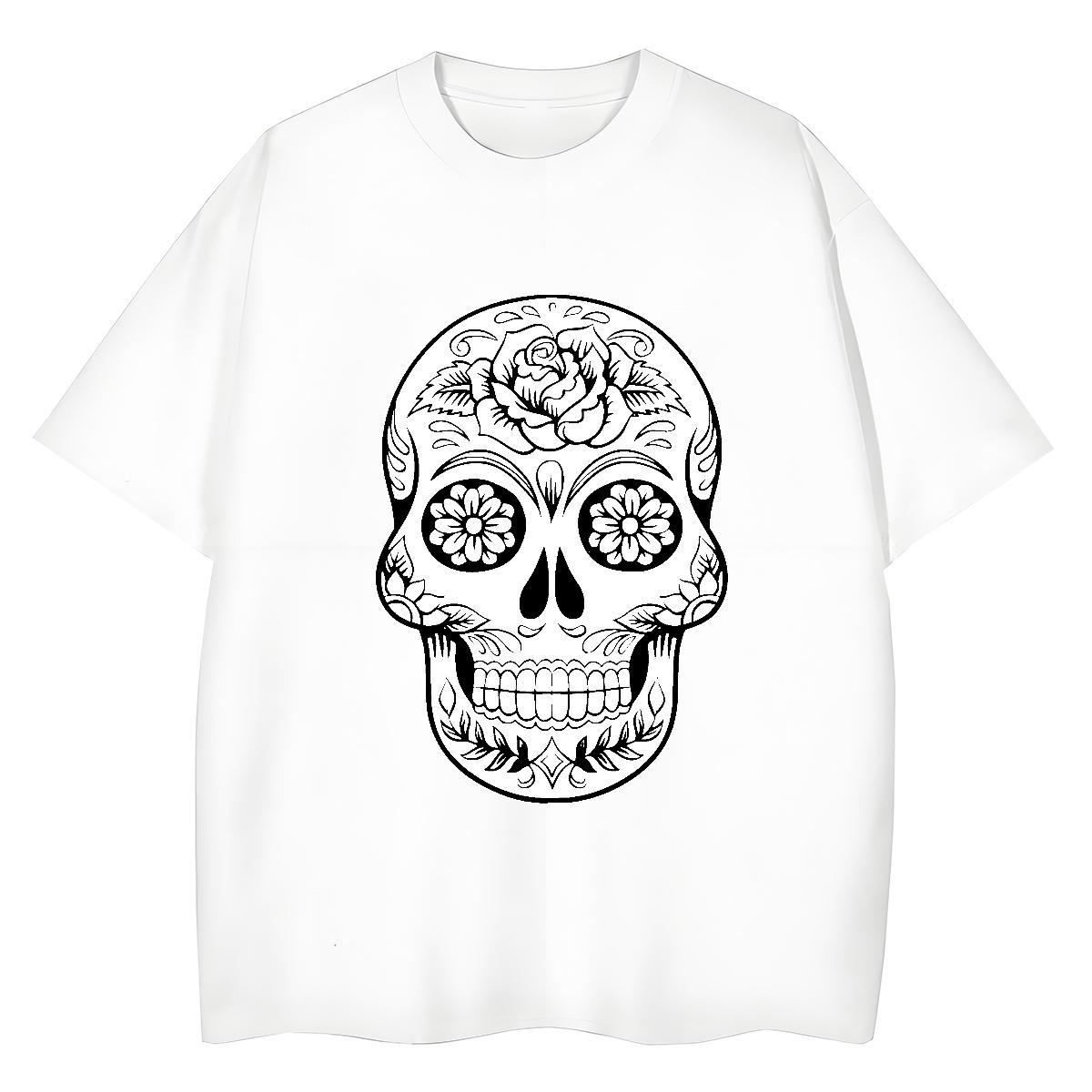 Fashion New T Shirt For Woman 230g Cotton Breathable Soft Hip Hop skull Womens Tshirts Designer Nice Black Oversized Tee Shirt