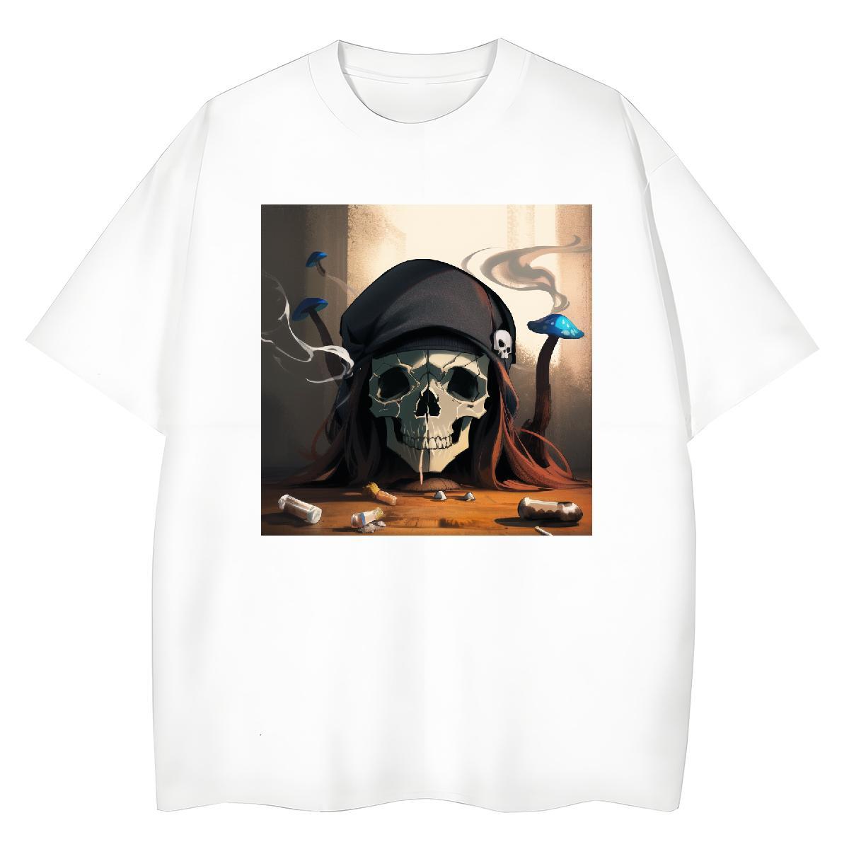 Designer T shirt 100% Cotton 230g Breathable Short Sleeve Home Outdoor skull Tshirt for Man Woman Female DIY Logo Polos