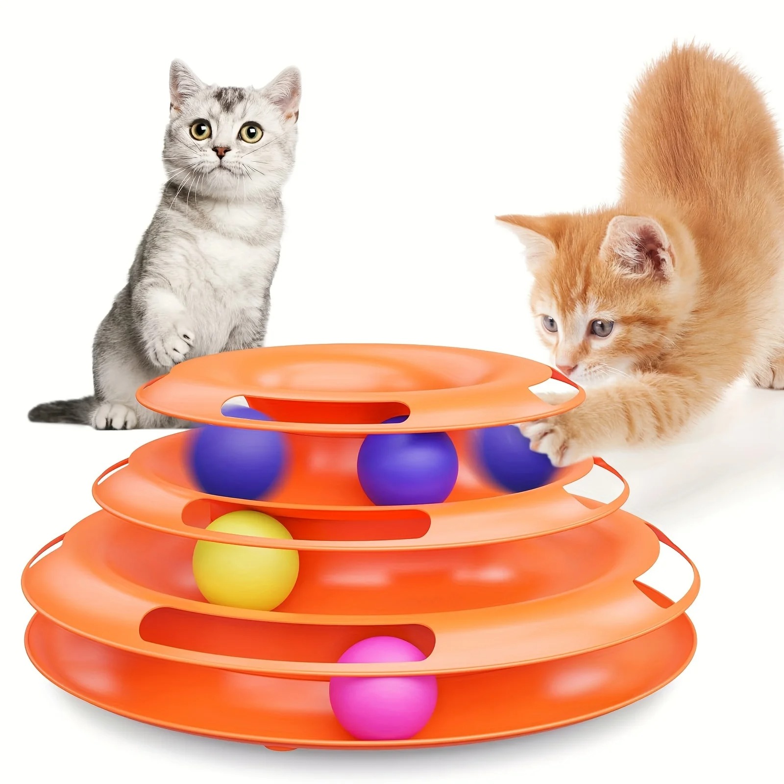 4 Levels Cat Toy Tower Turntable Roller Balls Catnip Toys Interactive Intelligence Training Track Puzzle Funny Games Accessories