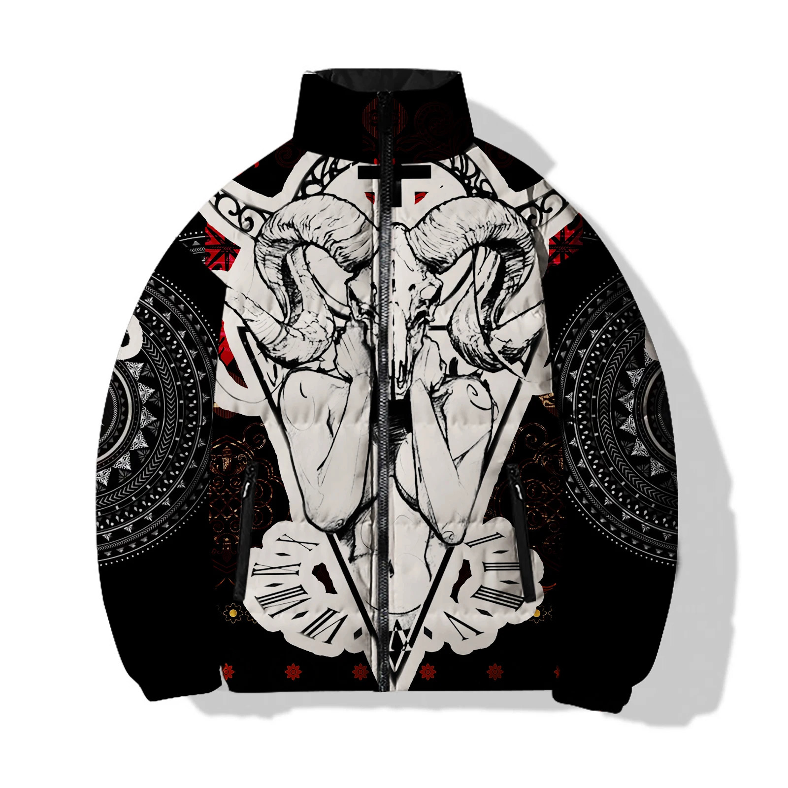 Exquisite Parka Winter Man Warmth in Down Coats Fear 3D Printing Mens Coat Skeleton Demon Cool High Quality Parkas 241009