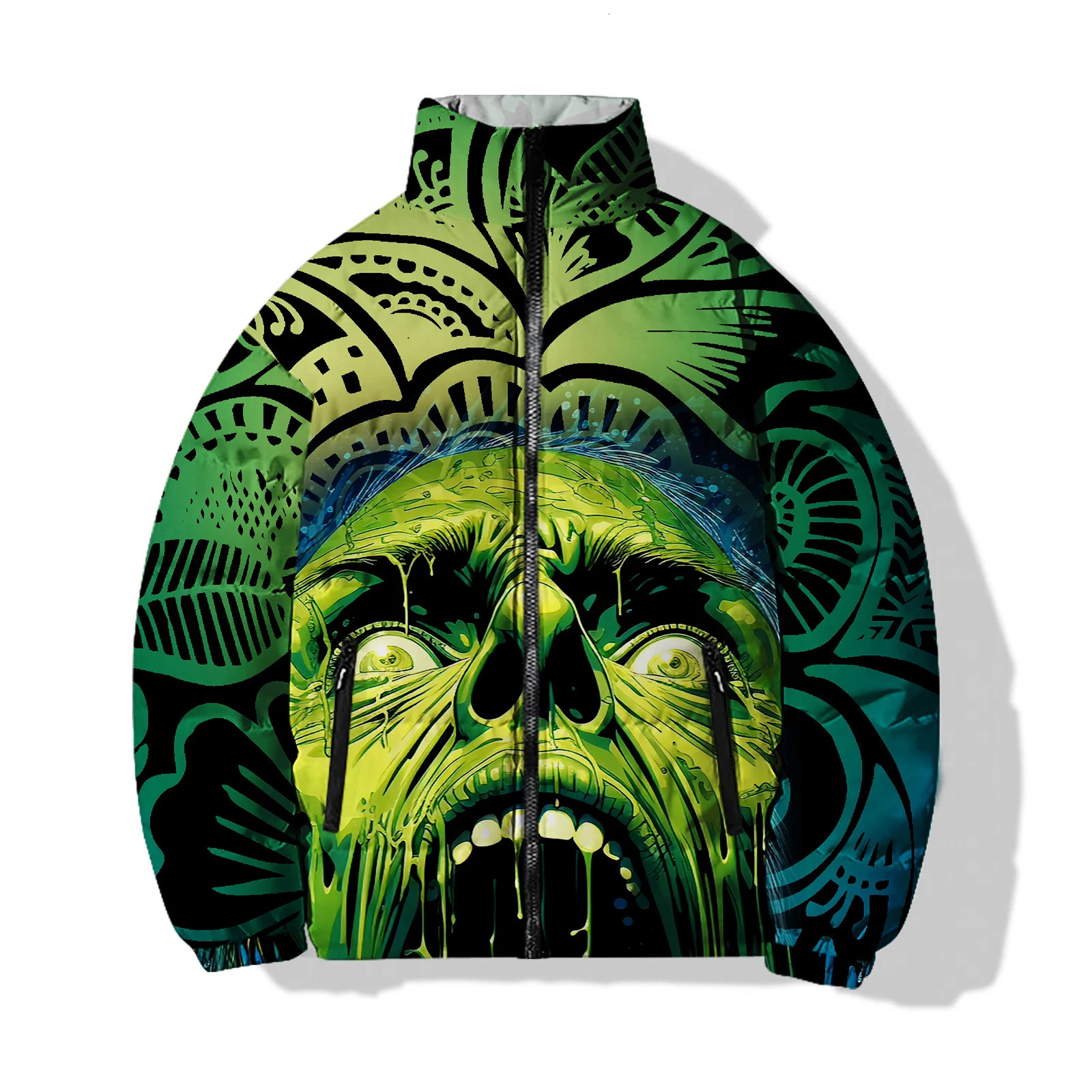 Exquisite Parka Winter Man Warmth in Down Coats Fear 3D Printing Mens Coat Skeleton Demon Cool High Quality Parkas 241009