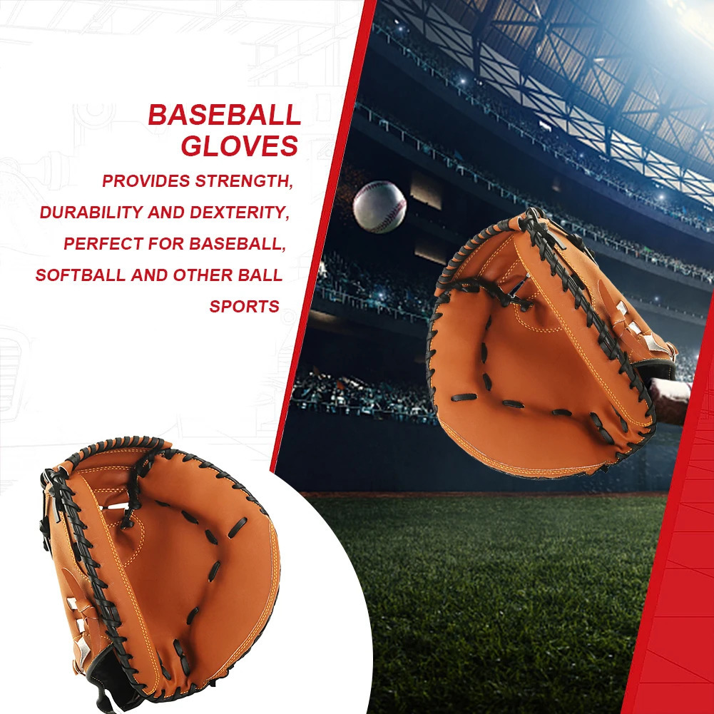 Baseball Glove Thicken Baseball Softball Catcher Wear-resistant Baseball Mitt Baseball Fielding Glove for Youth Adults Practice 241010
