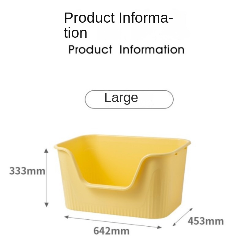 Cat Litter Pan Splash Proof Cat Litter Box Extra Large Semi-Enclosed Multi-Cat Litter Box Open Oversized Litter Pan Cat Toilets