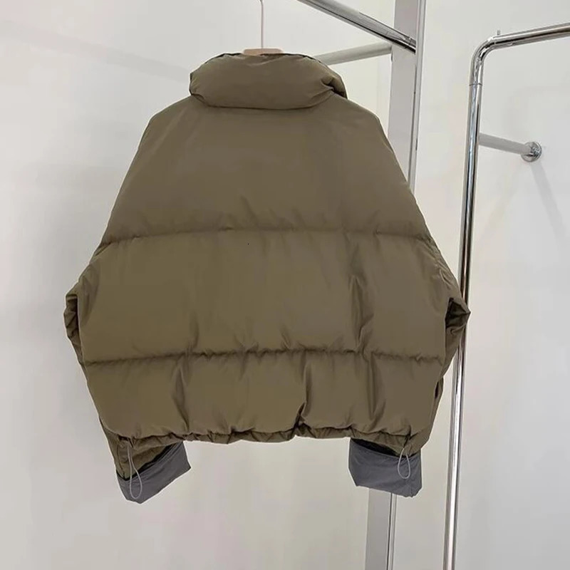 2024 Winter Cotton ded Down Jacket Womens Stand up Collar Warm Parka Loose Thick Short Coat 240930