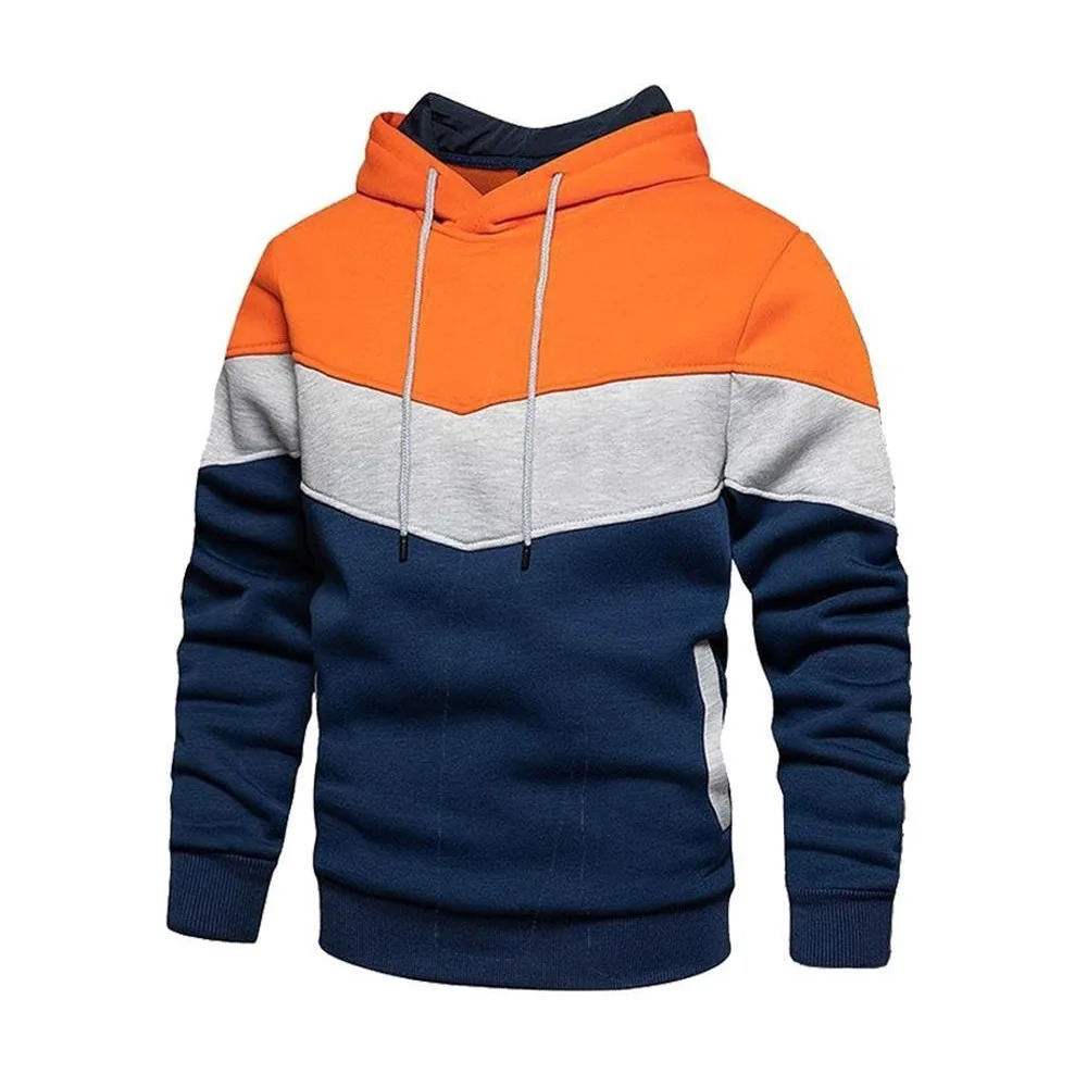 Fashionable mens and womens couples hoodie three tone contrasting hooded casual sports top 241011