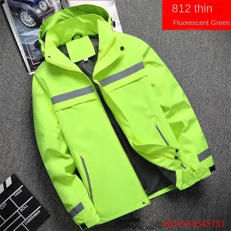 mens jacket fashionable reflective striped hooded outdoor sports zipper clothing customizable printing 241011
