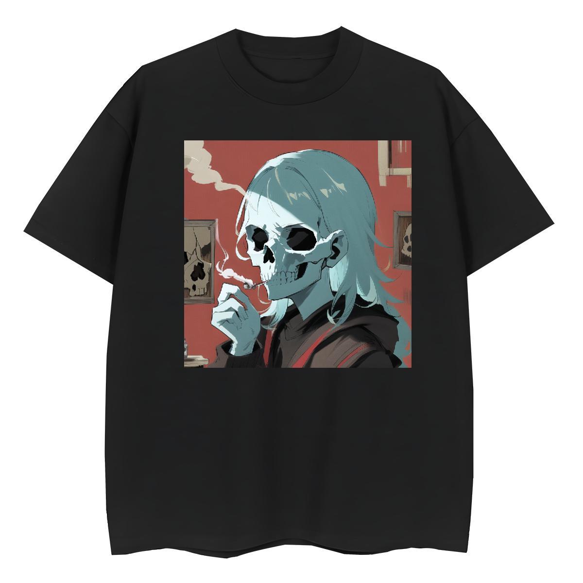 DIY Womens T Shirts 230g Pure Cotton Round Neck Short Sleeve Summer Casual skull Couples T Shirts Female Oversized L-4XL Tees