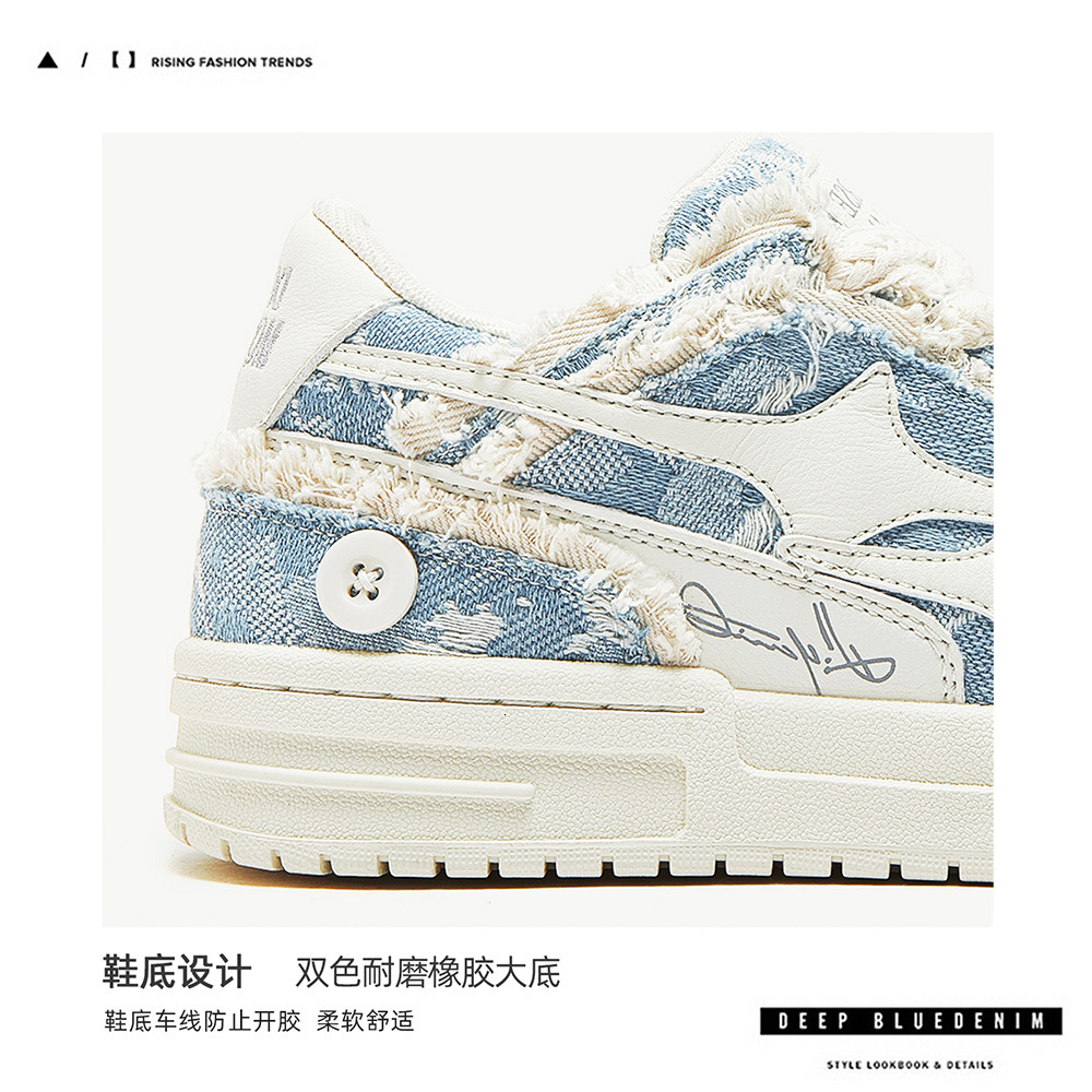 Guangzhou Fashion Summer China-Chic Korean Edition Water Washing Denim Breathable Board Men's And Women's Couple Shoes