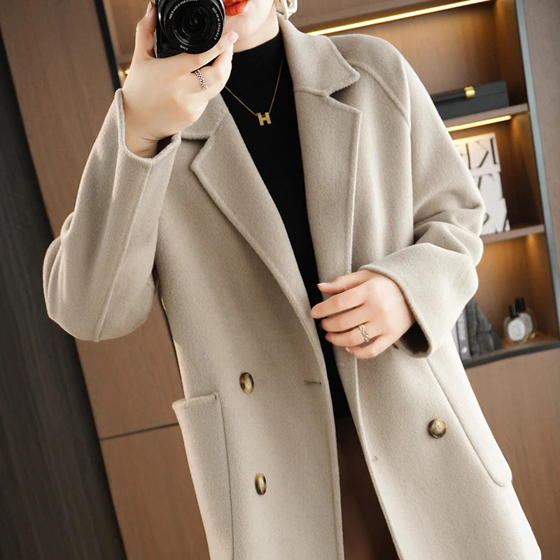 Autumn And Winter Solid Color Wool Woolen Coat For Women Single Breasted Outerwear Korean Version Top 240930