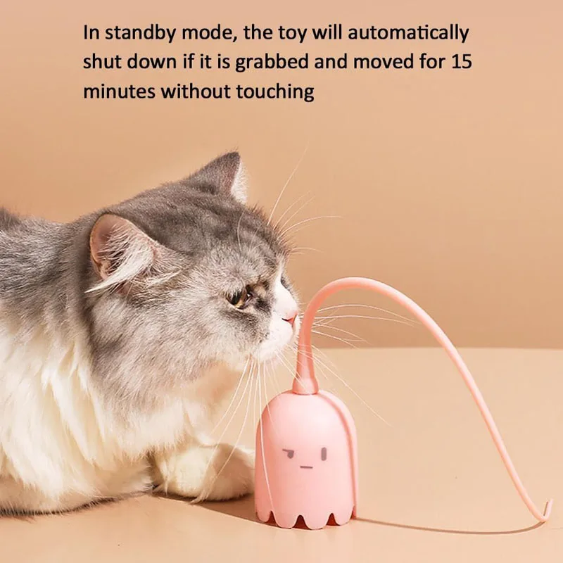 USB Electric Intelligent Rolling Ball Toy Cats Pet Silicone Automatic Rotate Mouse Tail Kitten Teaser Stick Interactive Cat Toys