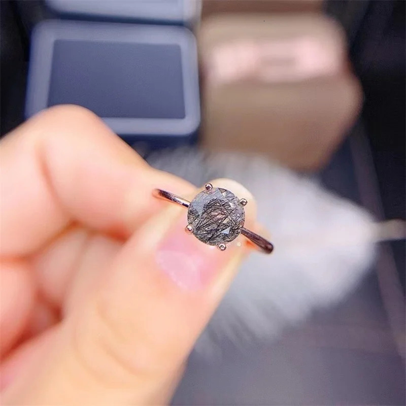 Simple style black diamond ring diamond engagement ring 925 sterling silver card holder womens gift ring 241007