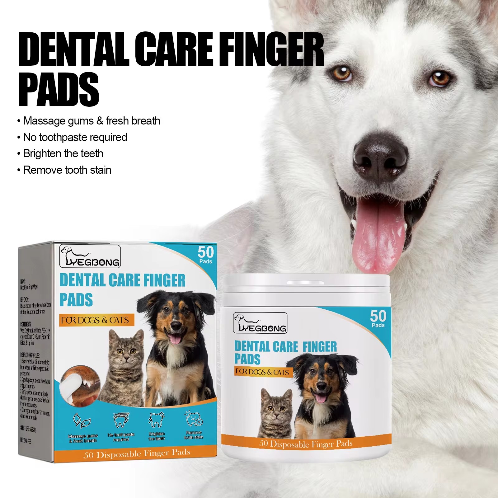 Pet Teeth Cleaning Wipes Disposable Finger Cot Tartar Cochlear Remover Gentle Gum Bad Breath Cleaner Dog Dental Cleaning Towel