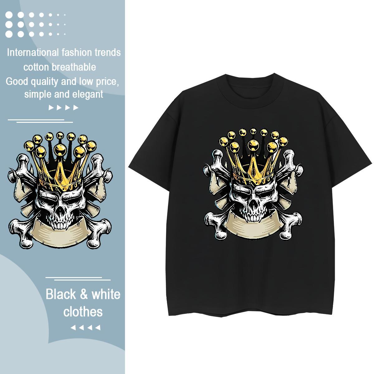 Factory Direct T-Shirts 100% Cotton 230g Crew Neck Casual Beach crown Women Tshirts Brand Cartoon Printing L-4XL Top Shirts