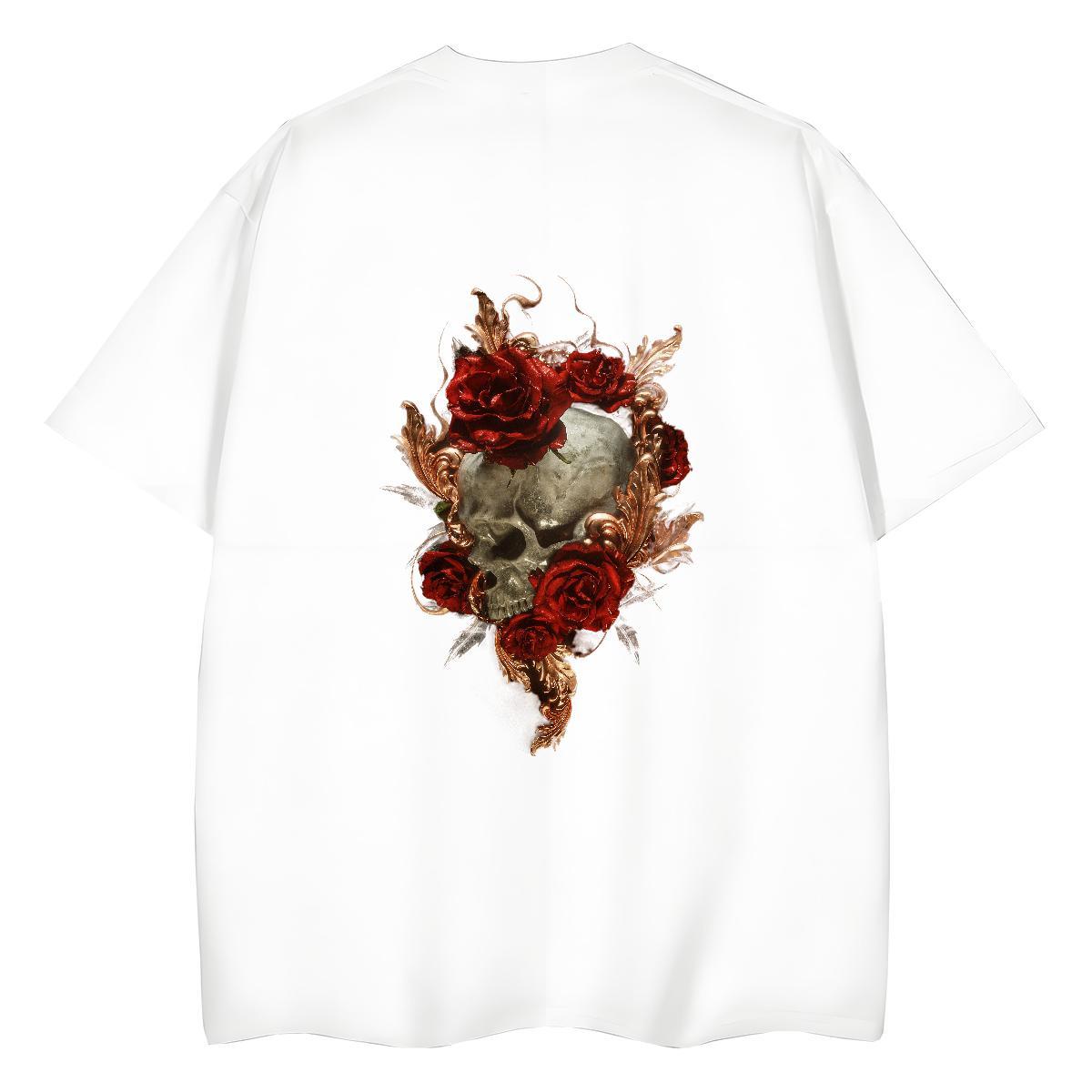 2024 Casual Womens T Shirts 230g Cotton Crew Neck Breathable Sport skull Women Tshirts Loose fit Custom Print Oversized Top Tees