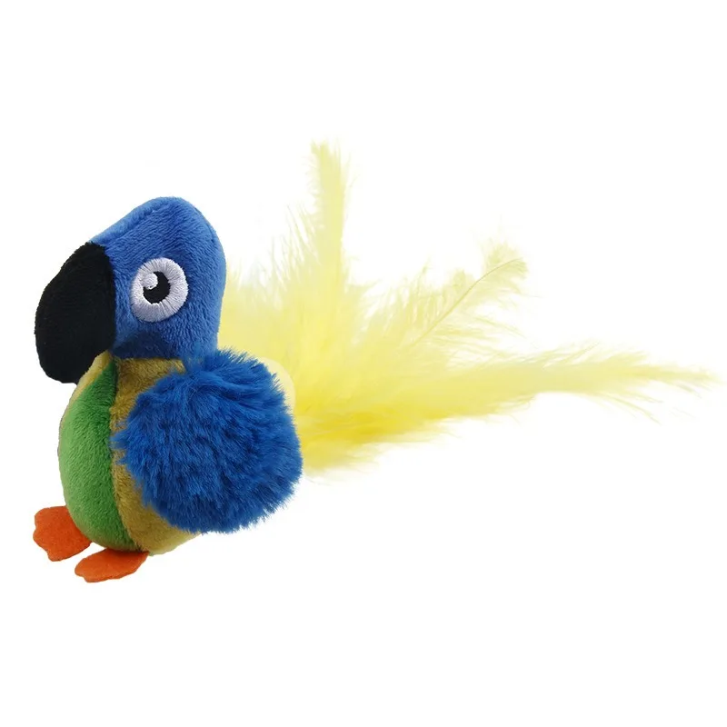 Interactive Cat Toys Electric Squeaky Simulation Bird Plush Cats Pets Teasing Toys with Feather Catnip Kitten Chirping Bird Doll