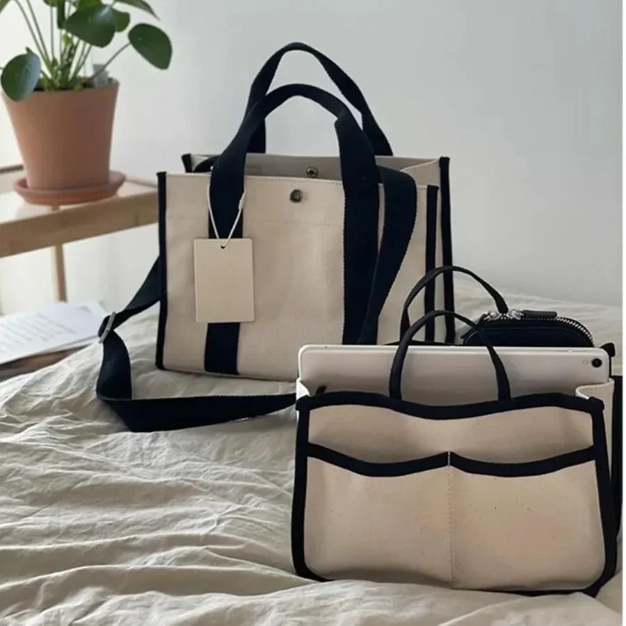 Korean Instagram Mom Bag Canvas Single Shoulder Diagonal Shoulder Strap Large Capacity Multi functional Mom Bag 241008