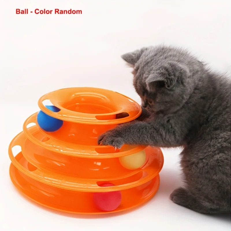 4 Levels Cat Toy Tower Turntable Roller Balls Catnip Toys Interactive Intelligence Training Track Puzzle Funny Games Accessories