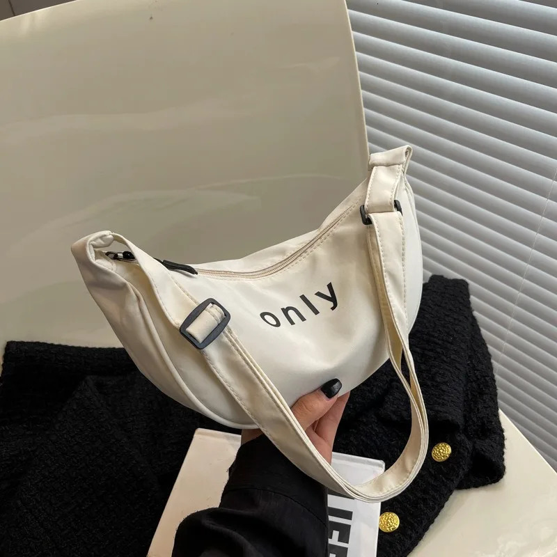 Autumn Sports Style Casual Dumpling Satchel Letter Korean Version Casual Large-capacity Literary Shoulder Messenger Bag 241008