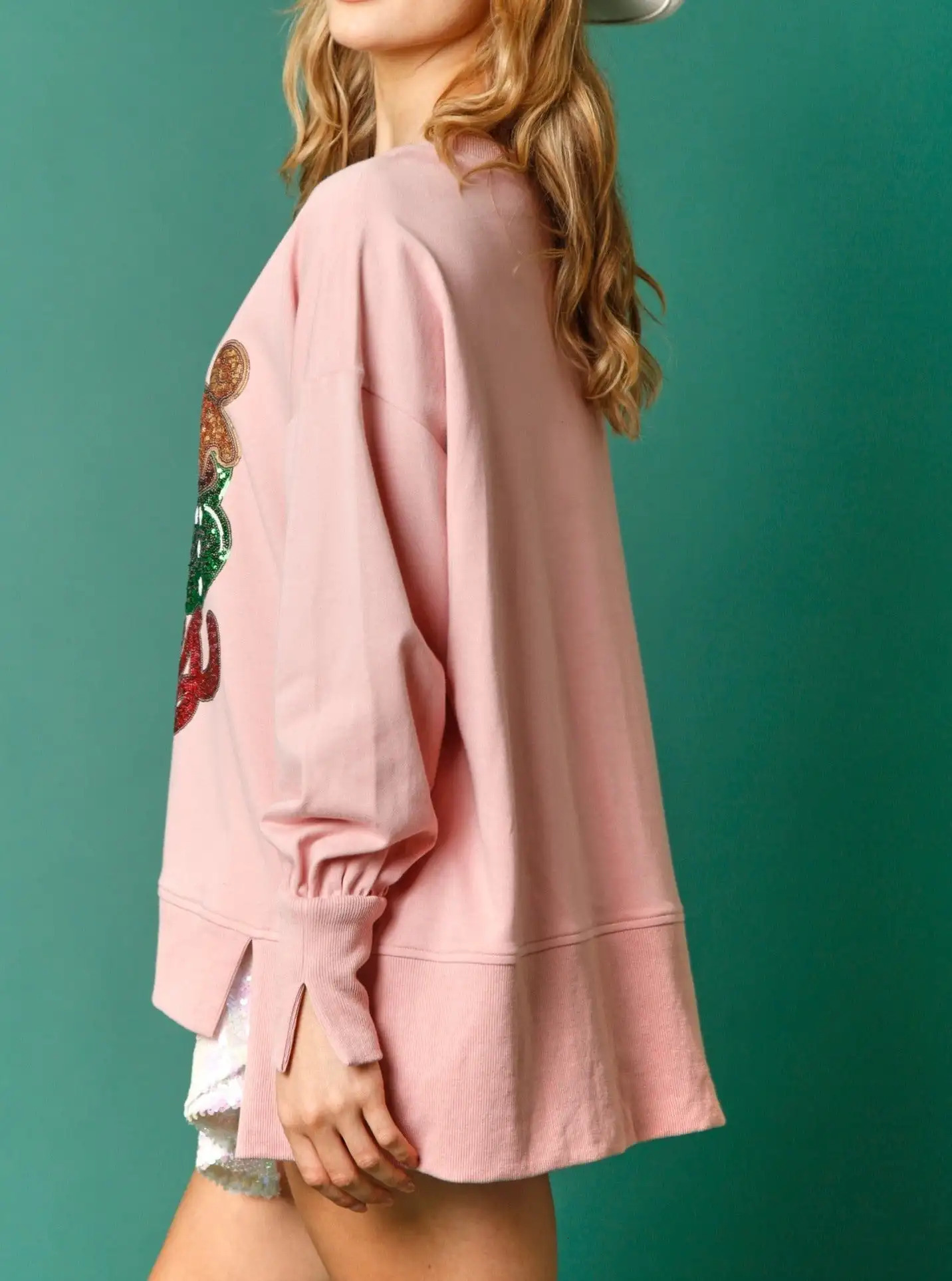 2025 Autumn And Winter Womens Candy Cup Sequin Christmas Sweater Casual Loose Tops Womens Long Sleeve O-Neck Pullover 241011