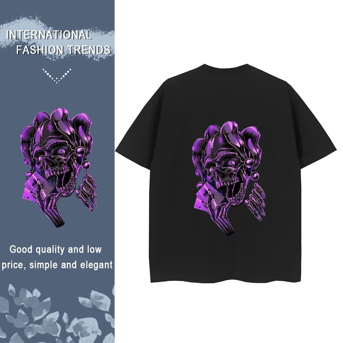 Designer T-Shirts 230g Pure Cotton O Neck Short Sleeves Sports Street Wear skull Women Tshirts Female Plus Size Cartoon Tops