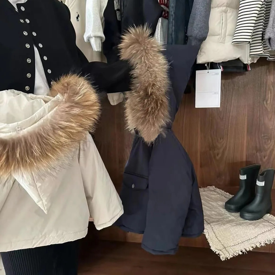 Coat Children Cotton Clothes Winter Boys Girls Fur Collar Hooded Tops Baby Personality Loose 2024 Warm Simple 241011