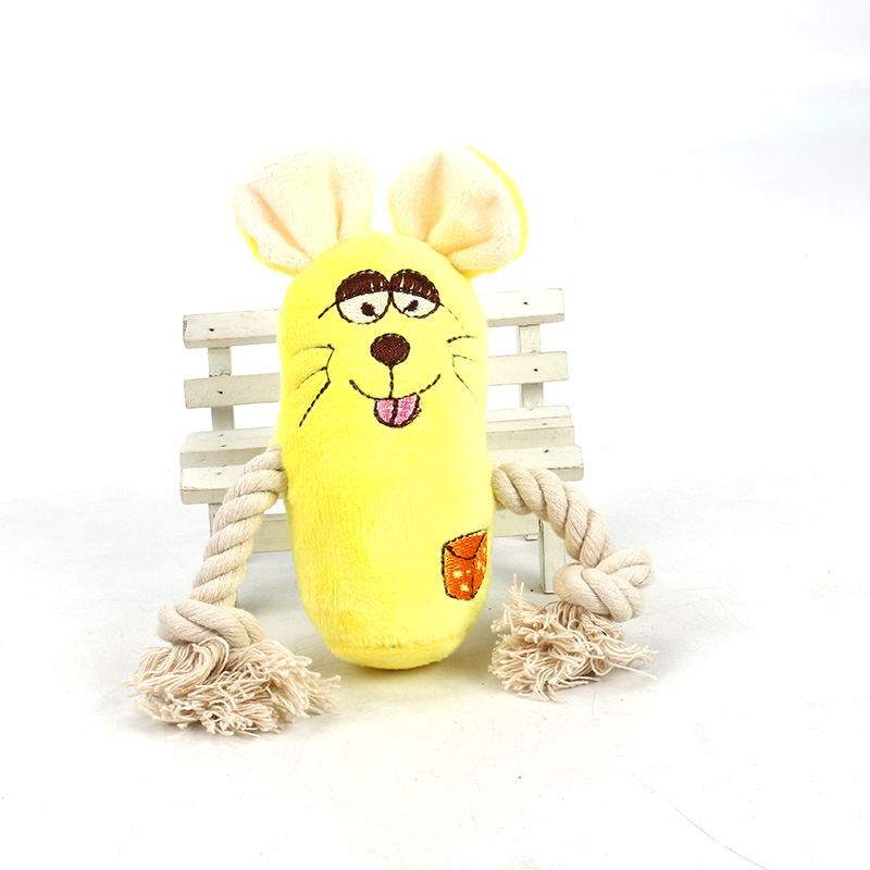 Soft Plush Mouse Pet Chew Toys Animal Rabbit Durable Squeaky Sound Toys For Cat Dogs Interesting Fleece Cattle Pet Squeak Toys