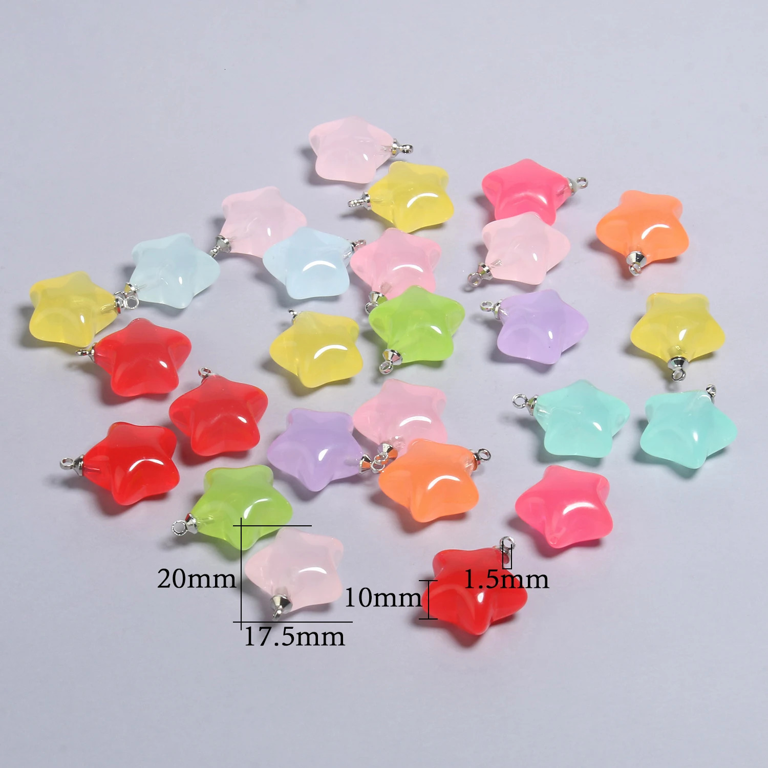 10pcslot Mix Candy Color Star Pendants 205x15mm Acrylic Charms Beads Pendant for Jewelry Necklace Bracelet Earring Crafting 241010