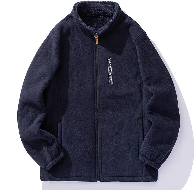 Winter Warm Fleece Jackets for Men Climbing Double Thicken Pocket Jacket Outdoor High Collar Windproof Ski Sweatshirt Coats Men 241011