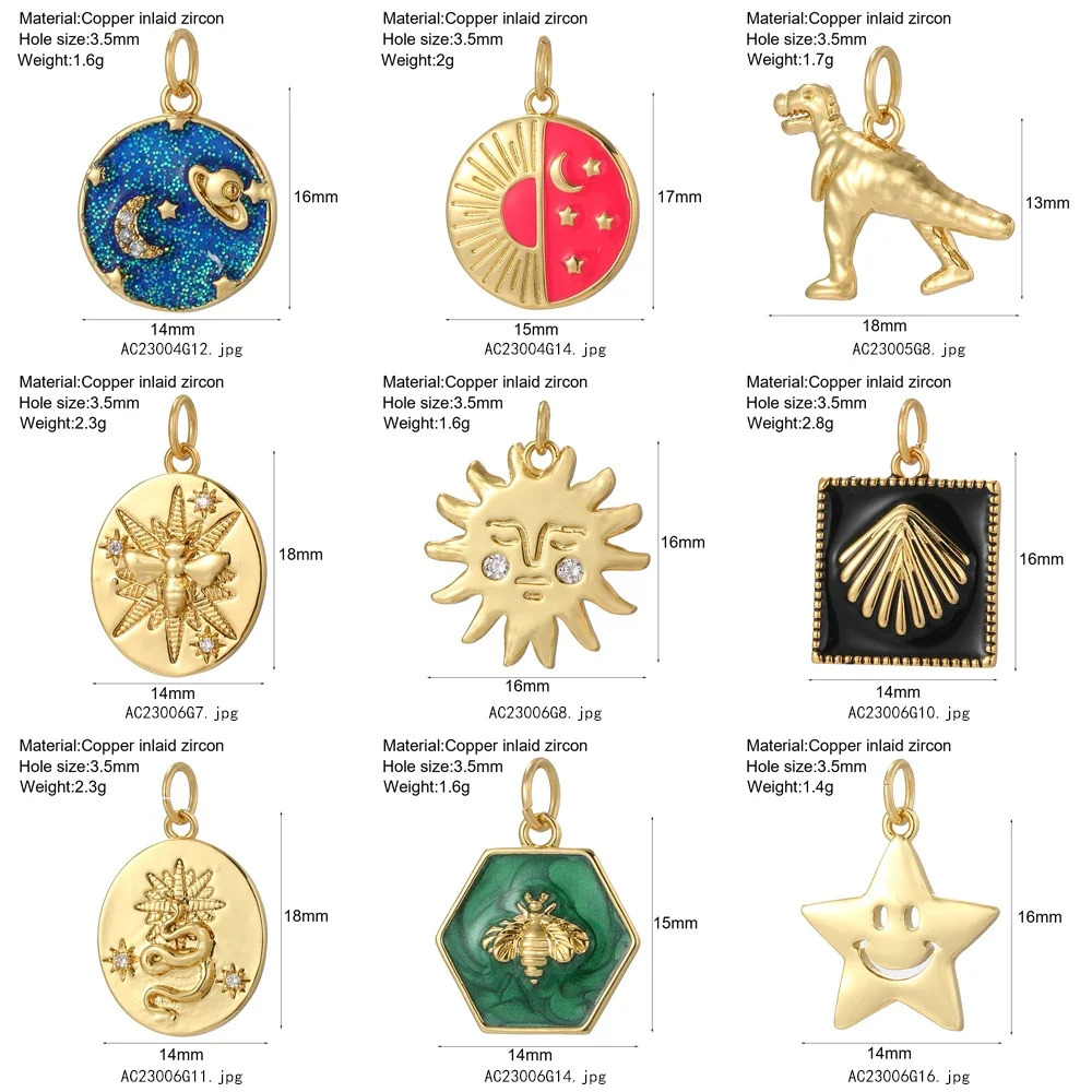 Bohemian Moon Star Charms Diy Earrings Necklace Bracelet Heart Dijes Evil Blue Eye Gold Color for Jewelry Making Supplies 241010