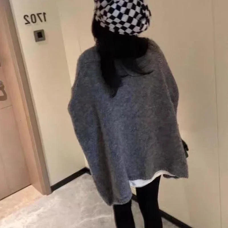 Rimocy Autumn Winter Thick Warm Cardigan Korean Lazy Wind Soft Sweater Coats Woman Solid Color Oversized Cardigans Female 241009