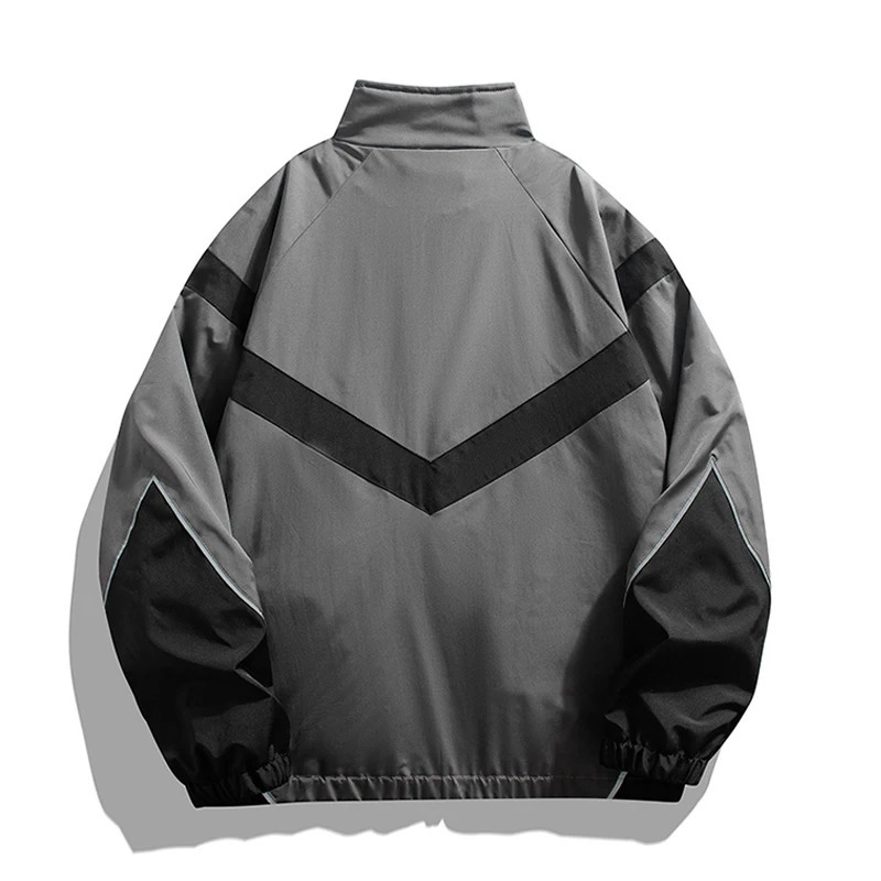 Una Reta Harajuku Jacket Men Autumn Hip hop Reflective Strip Coat Streetwear Casual Retro Loose Jackets Man 241011